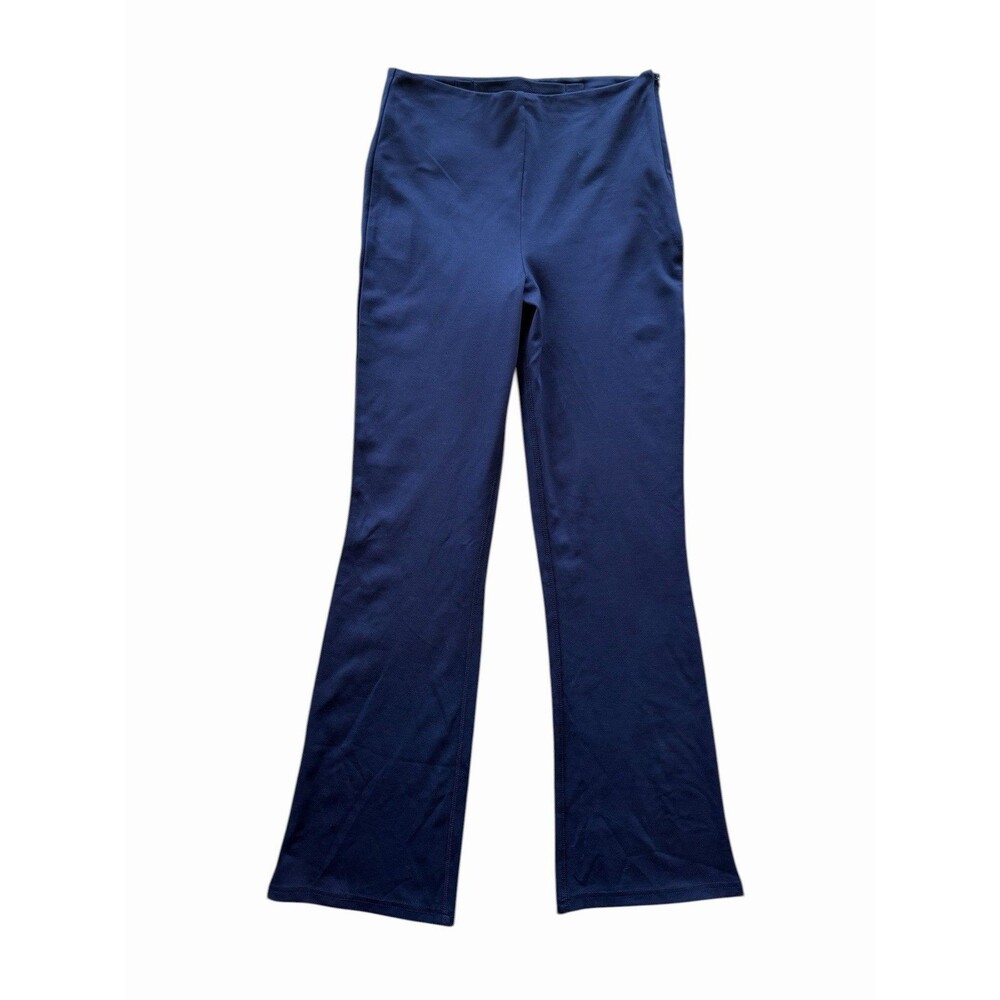 NWT Fabletics Women's M Ponte Kick Flare Navy Blue Pants Side Zip Flat Front $89